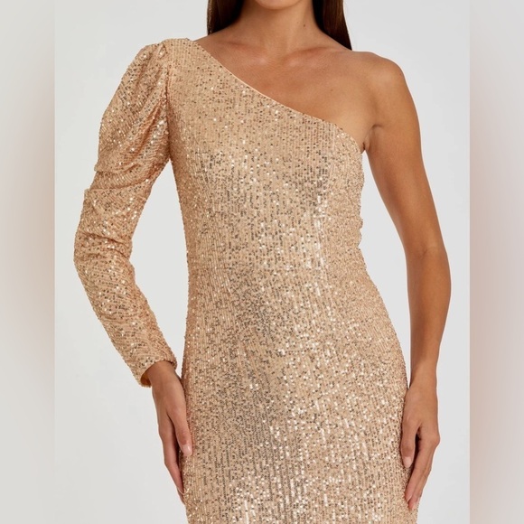 Mac Duggal 26591 NWT SEQUINED ONE SHOULDER TRUMPET GOWN in Rose Gold - Picture 3 of 4